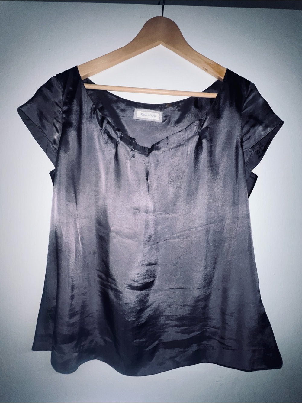 Martin + Osa women’s Satin Short-Sleeve Blouse- medium